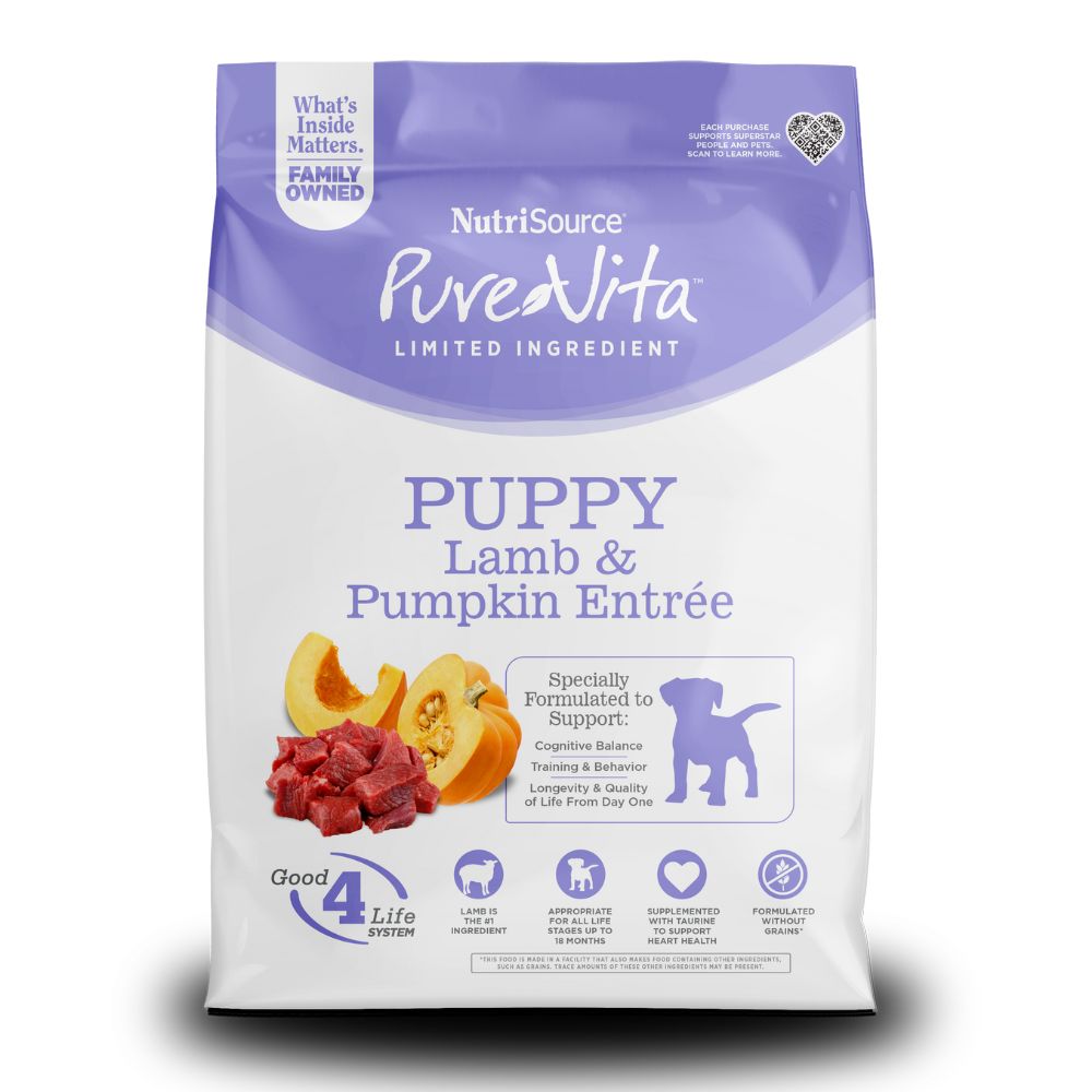 NutriSource PureVita Dog Food - Limited Ingredient & Grain Free - Puppy Lamb & Pumpkin Entrée