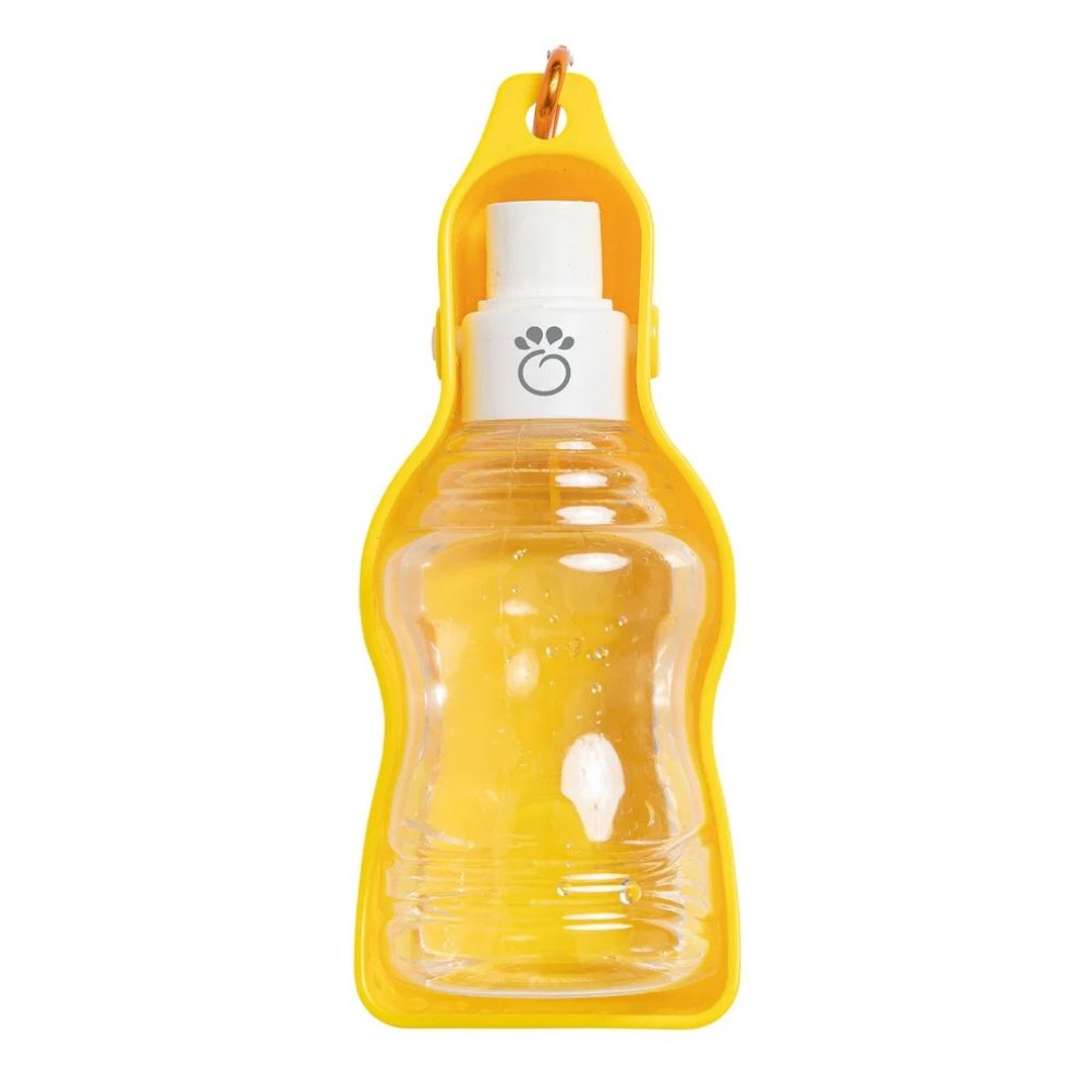 GF Pet Travel Water Bottle with Foldout Bowl for Dogs - Portable Anti Spill Pet Hydration - Yellow