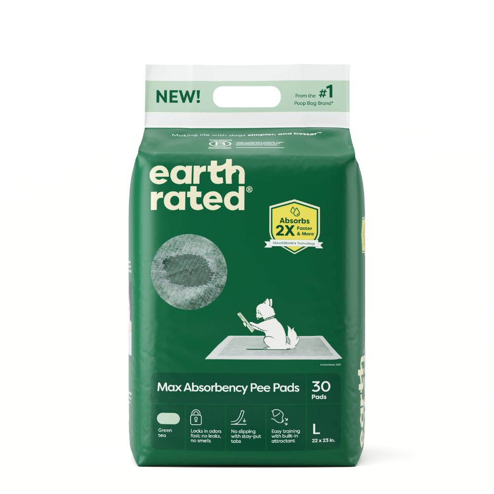 Earth Rated Dog Pee Pads - Max Absorbency Training Pads with Odor Neutralizing Green Tea-Large