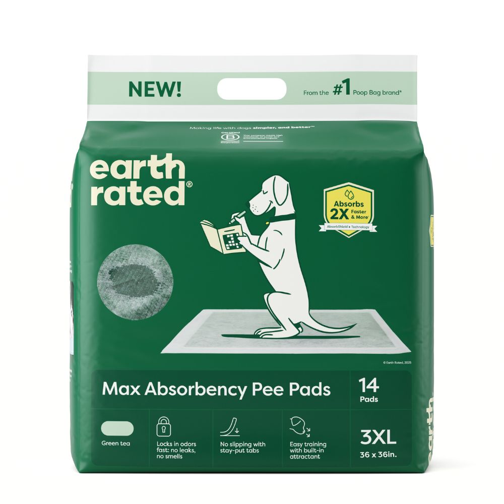 Earth Rated Dog Pee Pads - Max Absorbency Training Pads with Odor Neutralizing Green Tea-14 pack