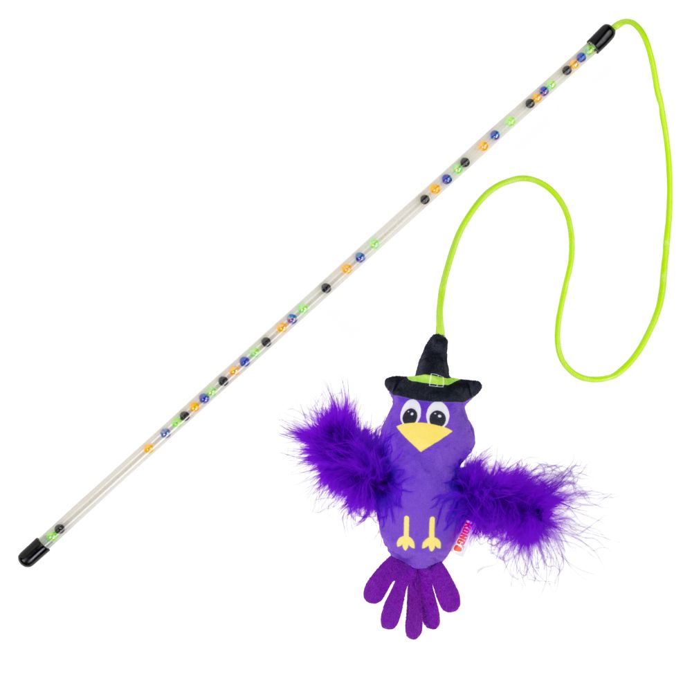 KONG Interactive Wand Cat Toy - Halloween Crow Teaser with Catnip, Crinkle & Rattle