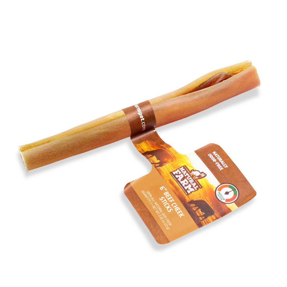 Natural Farm Beef Cheek Stick Dog Chew - Single Ingredient & High Protein