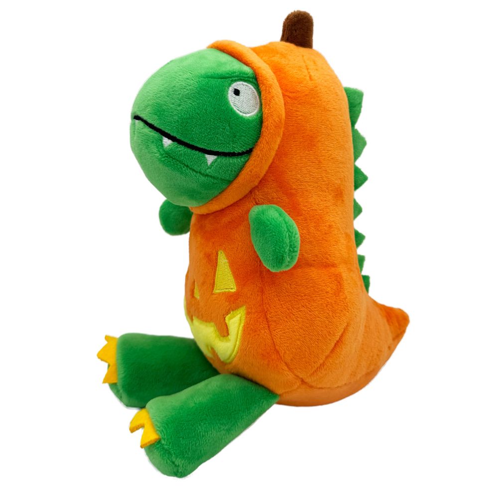 Huxley & Kent Power Plush Dog Toy - Soft with Squeaker & Crinkle for Interactive Play - Dino Lantern