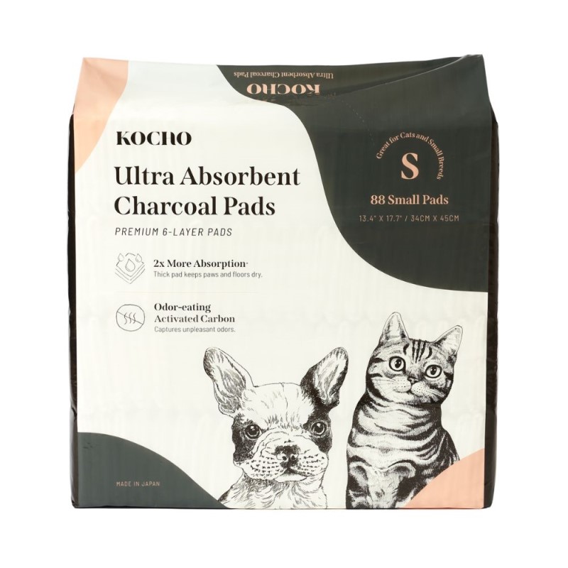 KOCHO Ultra Absorbent Charcoal Pet Potty Pads - 6 Layer Odor Control & Instant Absorption