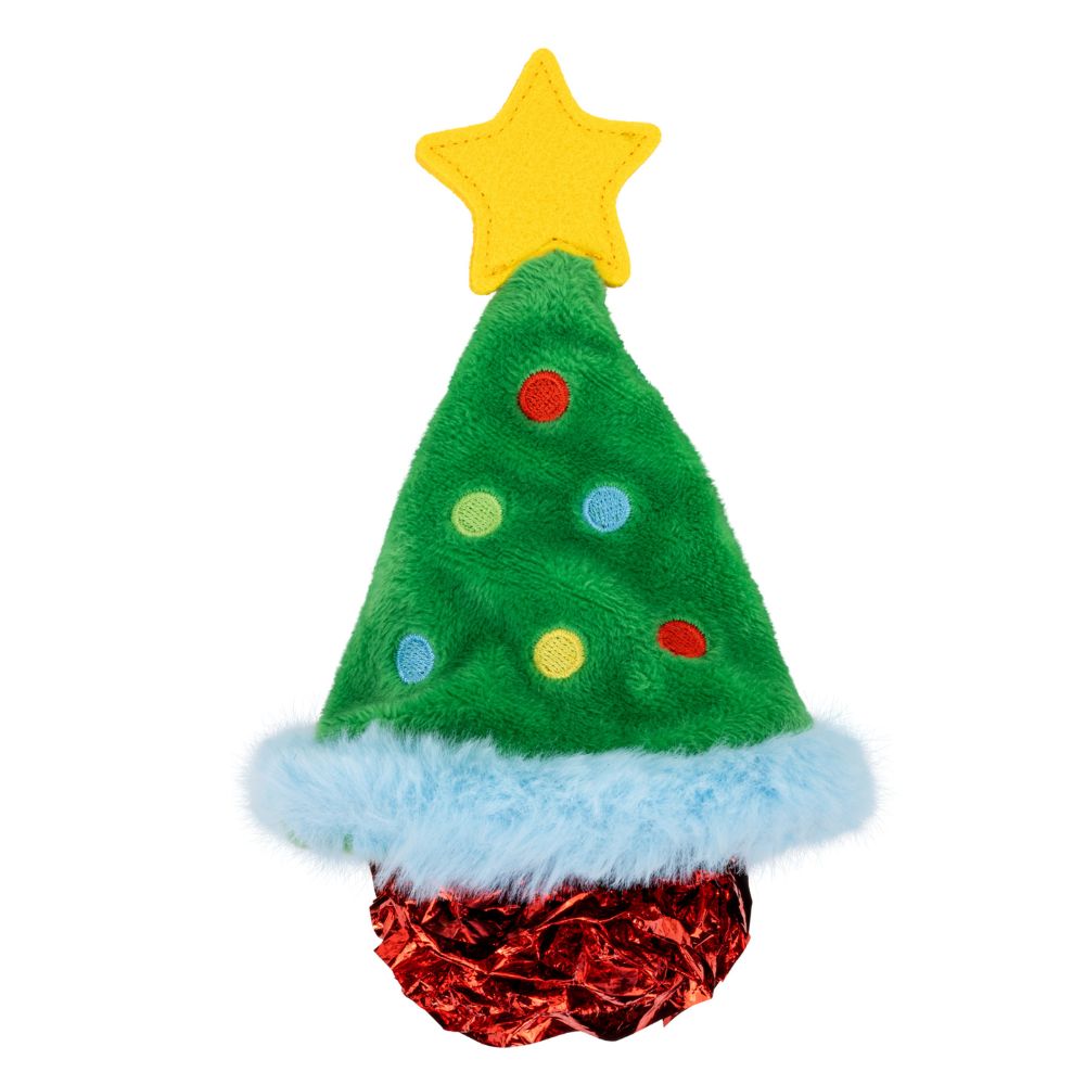 KONG Crackles Plush Cat Toy - Soft & Crinkly with Catnip - Christmas Tree