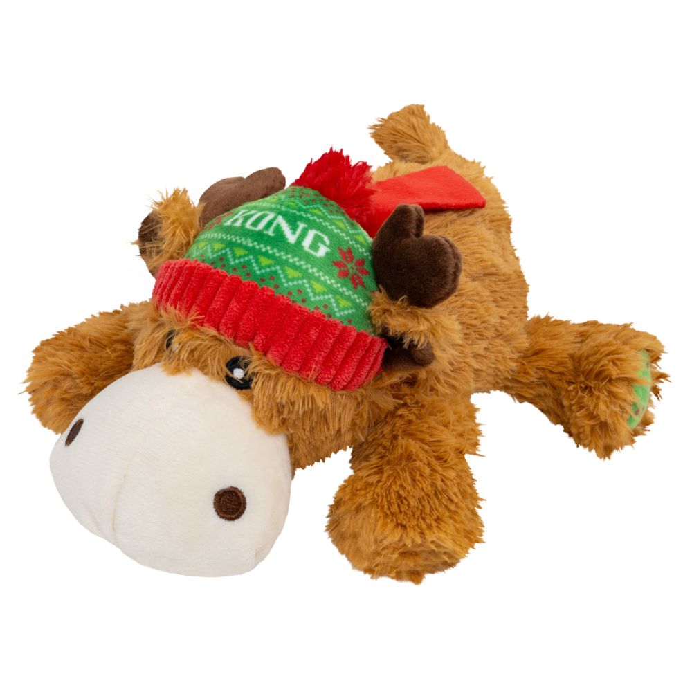 KONG Plush Dog Toy - Cuddly with Squeaker for Snuggle & Gentle Play - Cozie™ Christmas Reindeer