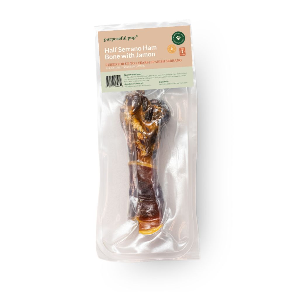 Purposeful Pup Dog Bone - Natural & High Protein Spanish Serrano Half Ham Chew with Jamon