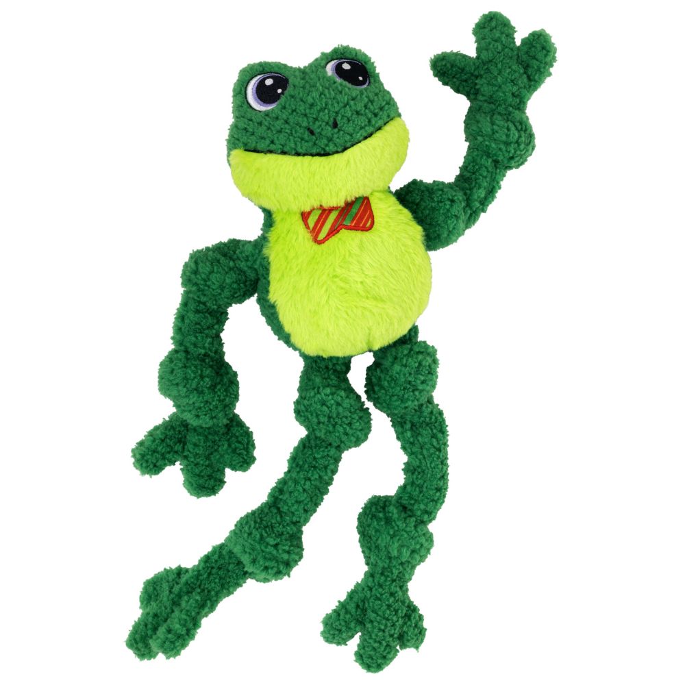 KONG Knots Dog Toy - Soft Plush with Durable Rope for Tug, Shake & Fetch Play - Christmas Bowtie Frog