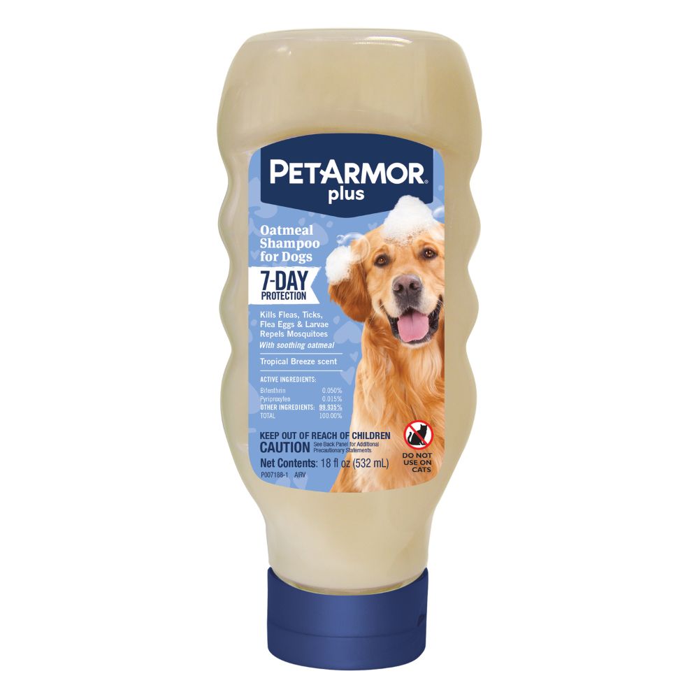 PetArmor® Plus Flea & Tick Oatmeal Dog Shampoo - Soothes Dry Irritated Skin, Conditions & Cleans - Tropical Breeze
