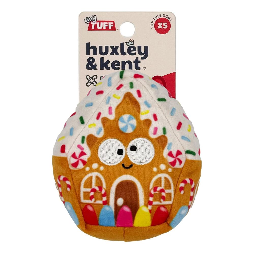 Huxley & Kent Tiny Tuff Interactive Dog Toy for Small Breeds - Soft with Squeaker for Play - Christmas G-House