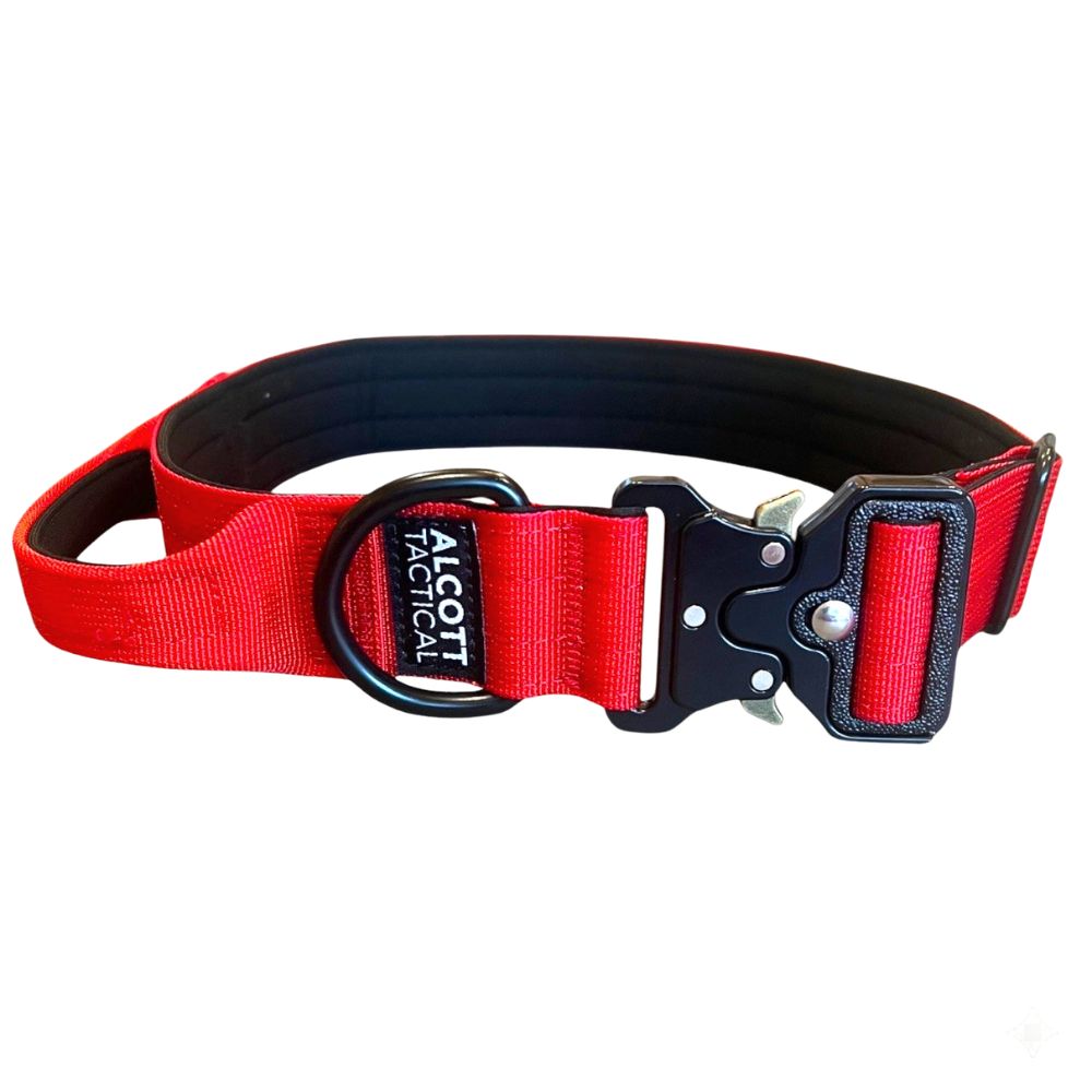 Alcott Tactical Adventure Dog Collar - Adjustable with Control Handle - Red