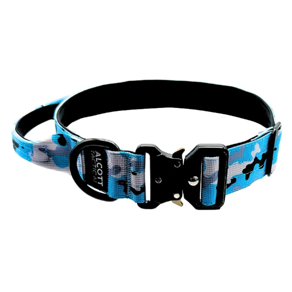 Alcott Tactical Adventure Dog Collar - Adjustable with Control Handle - Blue Camo