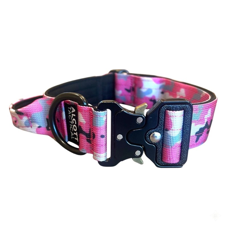 Alcott Tactical Adventure Dog Collar - Adjustable with Control Handle - Pink Camo