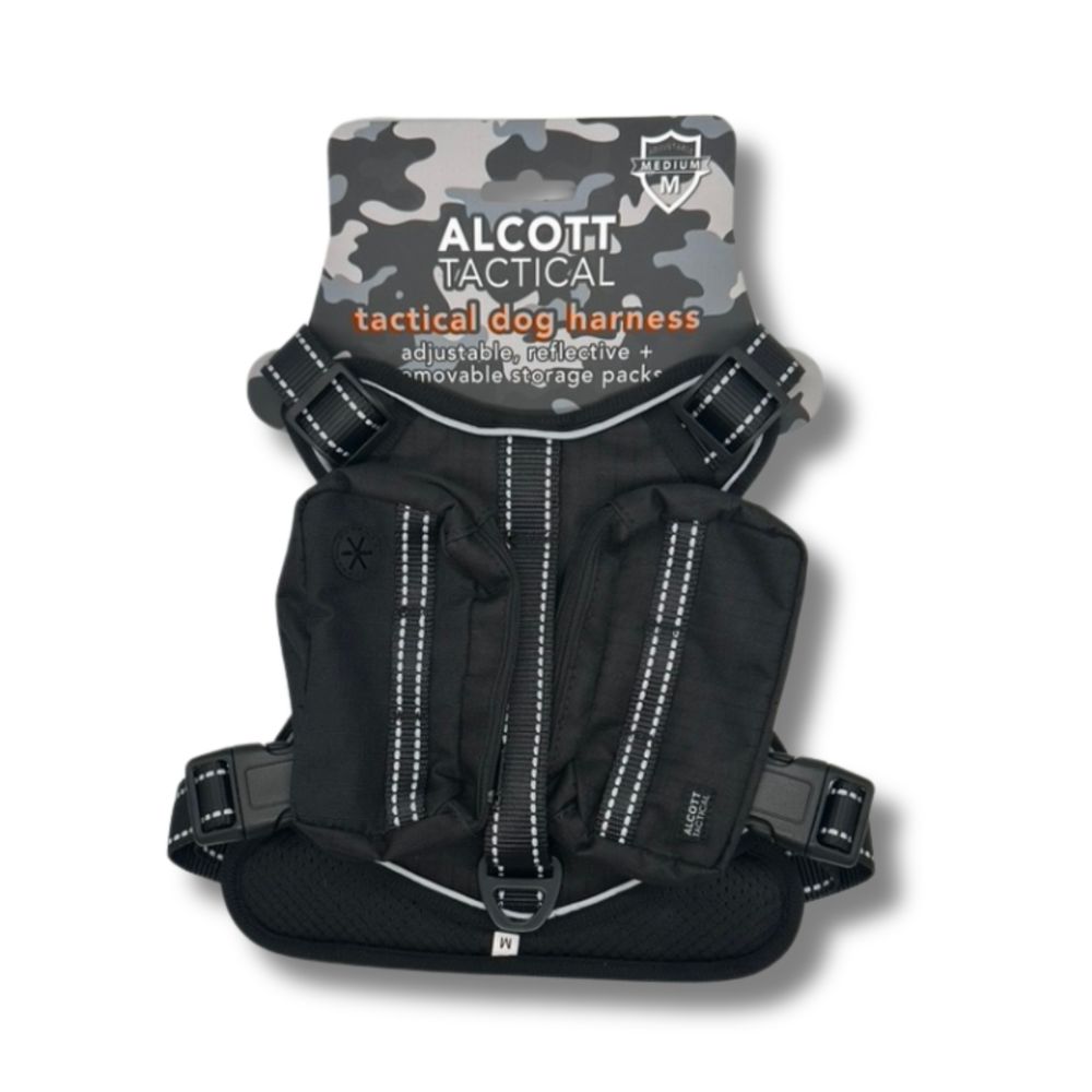 Alcott Tactical Adventure Dog Harness - Adjustable Vest with Reflective Control Handle & Removable Storage Packs