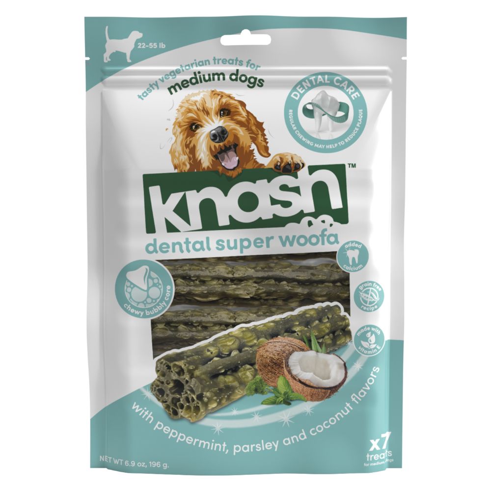 Fieldcrest Farms Knash Dental Super Woofa Medium Dog Treats - Textured Chews for Healthy Teeth & Gums