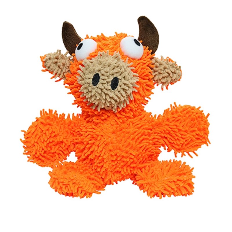 MIGHTY Plush Dog Toy - Soft Microfiber Fabric with Squeaky Ball Core for Tug & Fetch - Bull