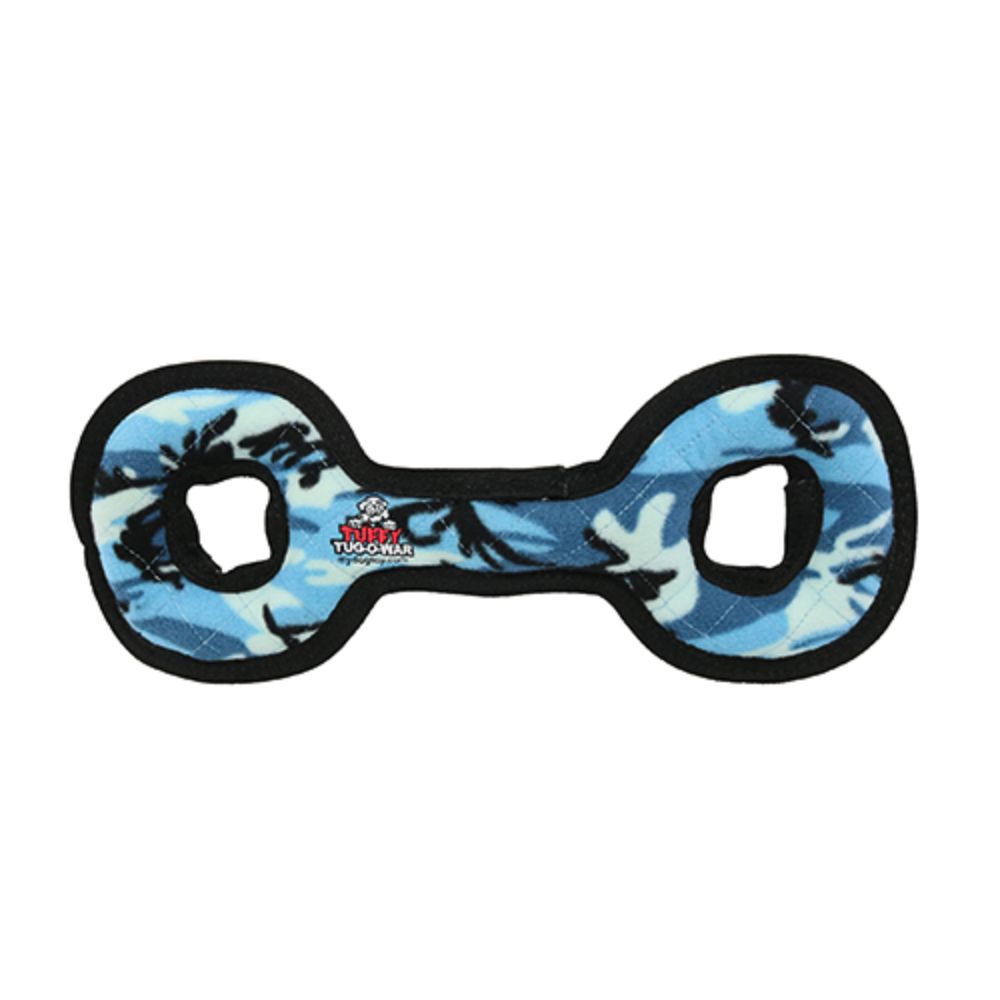 TUFFY Dog Toy - Durable Multi Layer Fabric with Squeaker for Interactive Play - Tug O War - Blue Camo