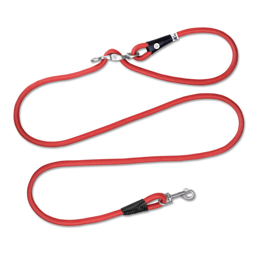 Curli Vario Comfort Dog Leash - Adjustable Shock Absorbing Heavy Duty Climbing Rope Lead - Red