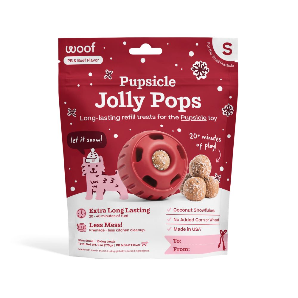 Woof Pupsicle Refill Pops Dog Treats - Long Lasting Natural Chews for Interactive Enrichment - Jolly Pops Peanut Butter & Beef