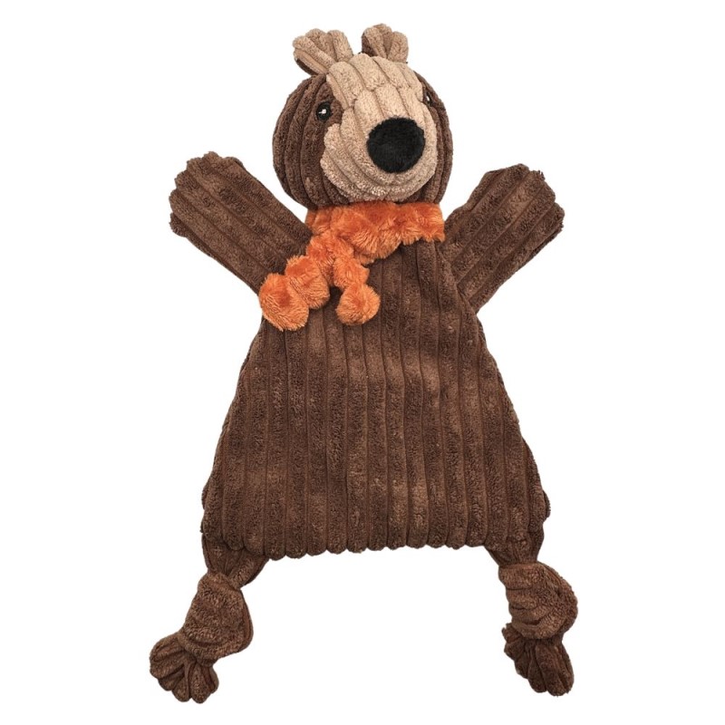 HuggleHounds HuggleFlatties Plush Dog Toy - Durable Stuffing Free with Tuffut Technology & Squeakers - Squirrel