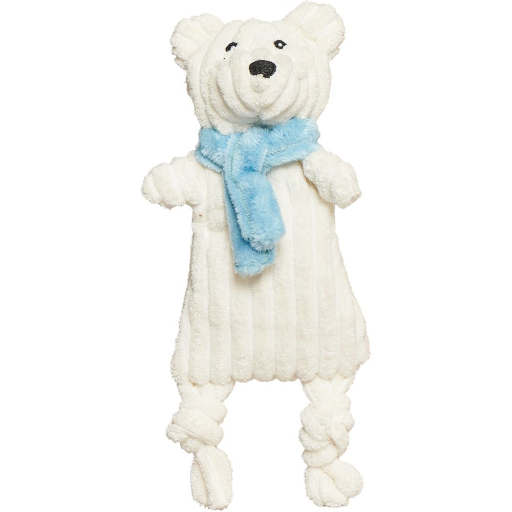 HuggleHounds HuggleFlatties Plush Dog Toy - Durable Stuffing Free with Tuffut Technology & Squeakers - Snugglebear