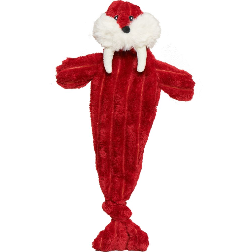 HuggleHounds HuggleFlatties Plush Dog Toy - Durable Stuffing Free with Tuffut Technology & Squeakers - Wally Walrus