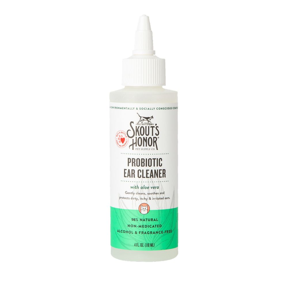 Skout's Honor Cat Probiotic Ear Cleaner - Gentle Non Medicated Yeast & Odor Rinse for Feline Hygiene