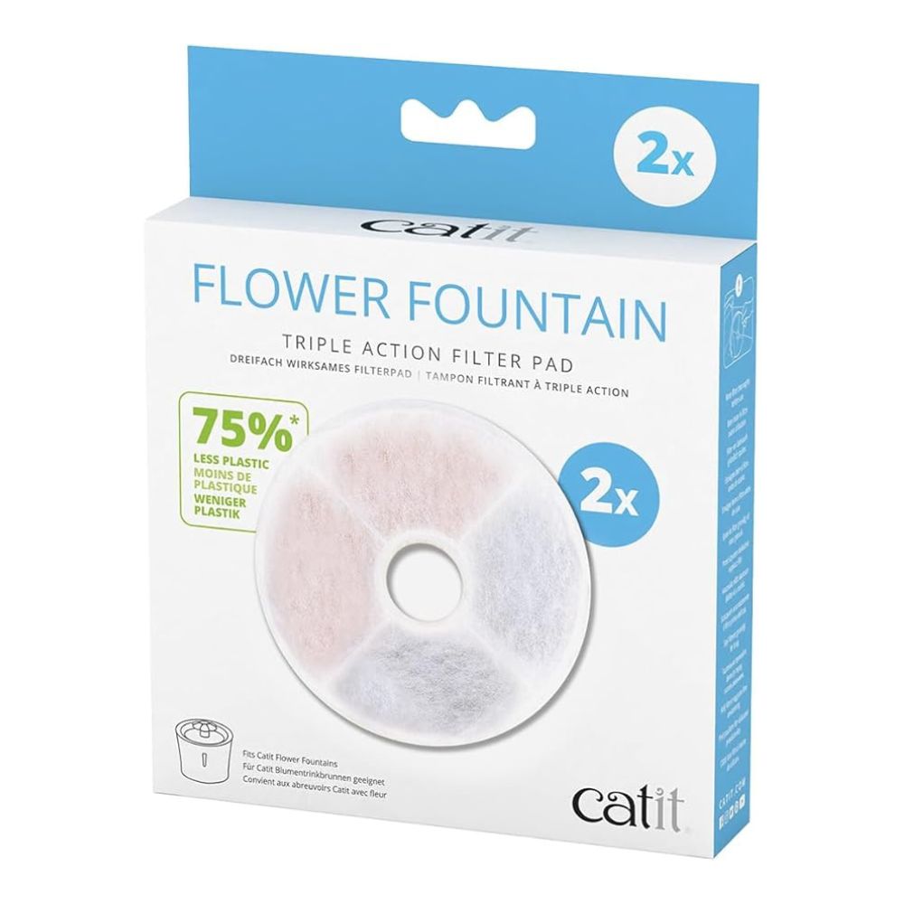 Catit Flower Fountain Triple Action Filter Pad - Eco Friendly 3 in 1 Replacement Filters