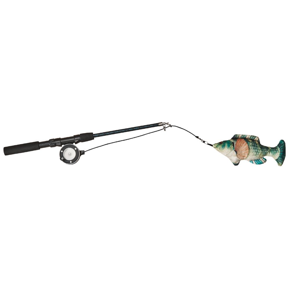Spot Catch O Day Fishing Rod Wand Cat Toy - Retractable Pole with Clicking Reel for Interactive Play