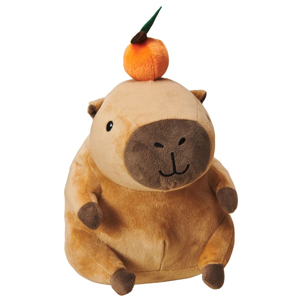 Spot Capybara with Orange Dog Toy - Soft Squeaky Plush for Interactive Play & Cuddles