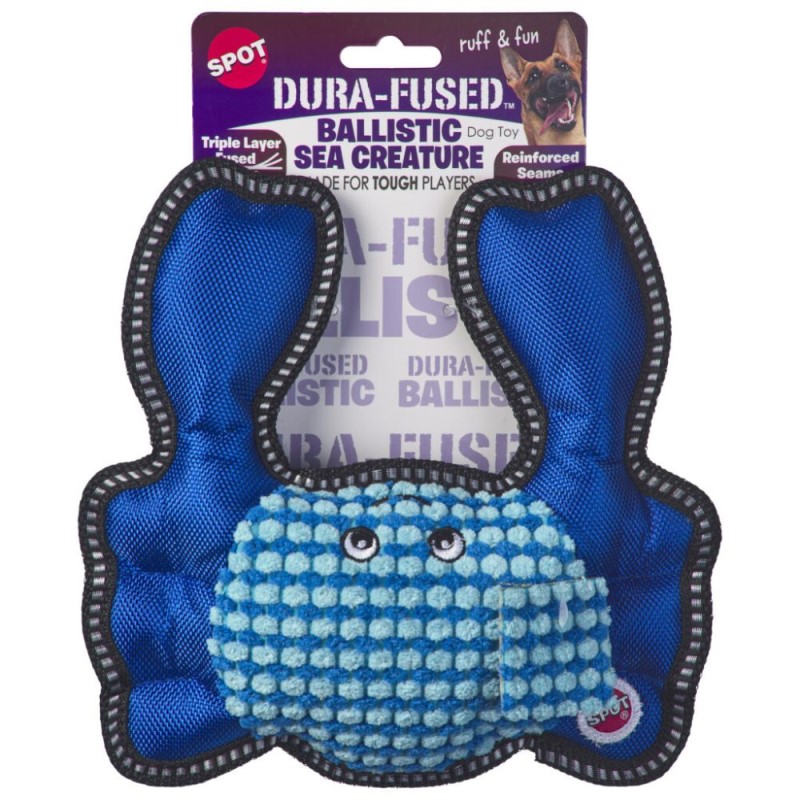 Spot Dura Fuse Ballistic Sea Creature Dog Toy - Durable Triple Layers with Reinforced Seams - Assorted
