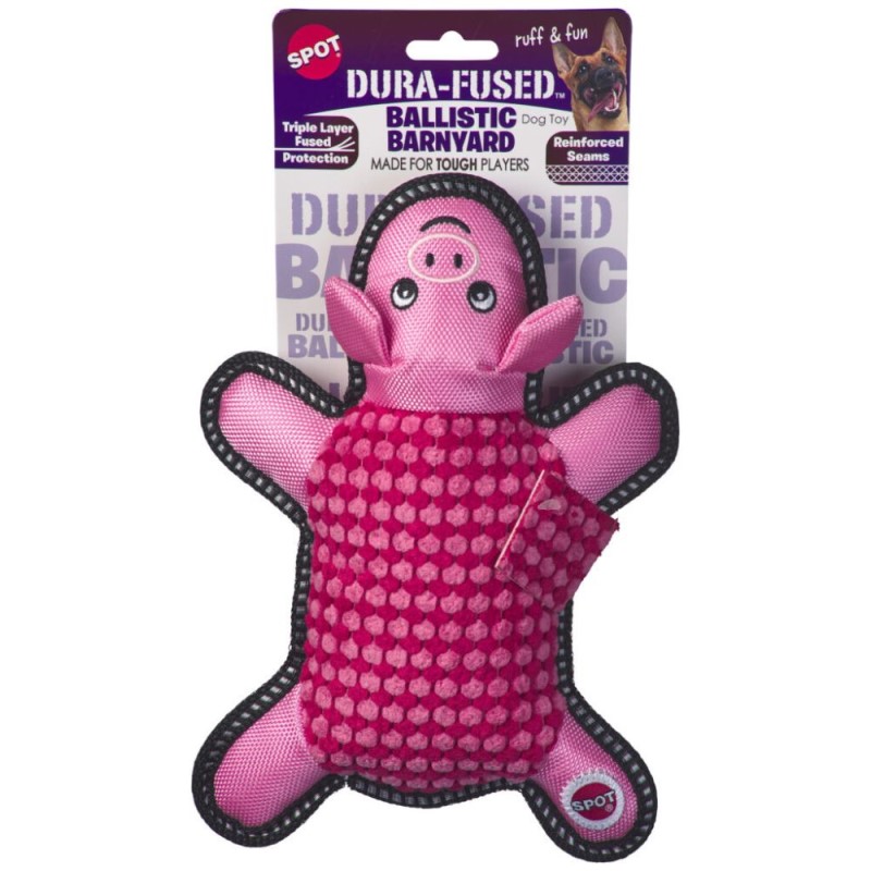 Spot Dura Fuse Ballistic Barnyard Dog Toy - Durable Triple Layers with Reinforced Seams - Assorted