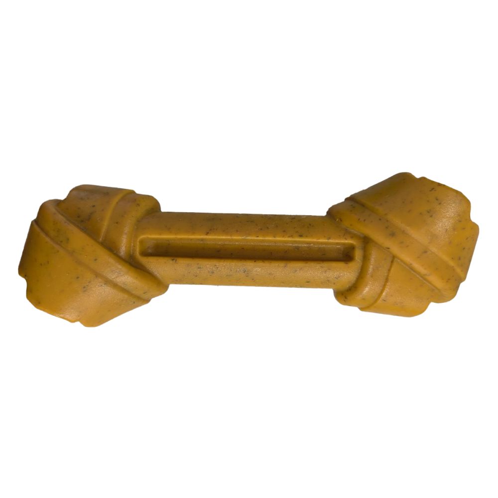 Spot Bambone Eco Knot Bone Dog Chew Toy - Durable Nylon Free Toy with Treat Groove - Peanut Butter Flavor