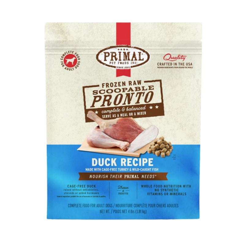 Primal Frozen Scoopable Pronto Dog Food - Raw & Natural Nutrition - Duck Recipe