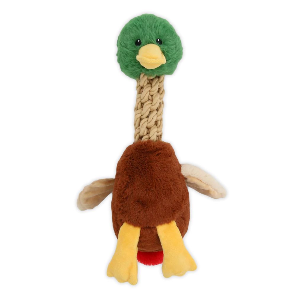 Patchwork Pet Tug & Toss Dog Toy - Soft Plush & Rope for Interactive Play - Mallard Duck
