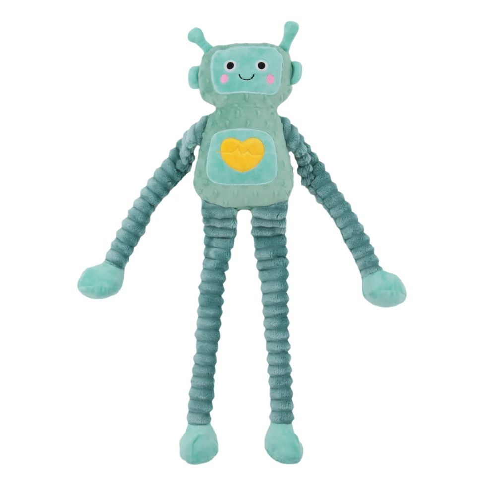 Patchwork Pet Plush Dog Toy - Interactive Grunter & Squeaker Snuggle Buddy - Robby Robot