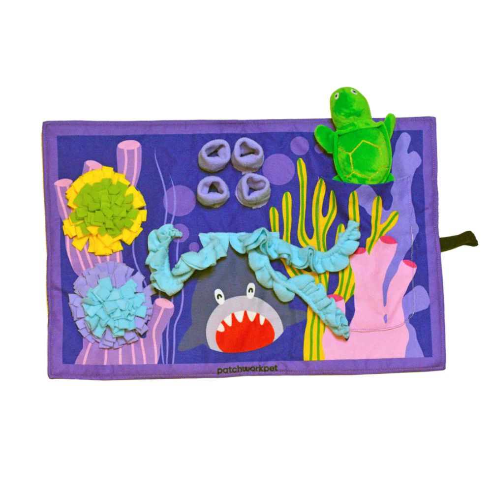 Patchwork Pet Tropical Reef Dive Playmat - Interactive Enrichment & Snuffle Feeding Mat