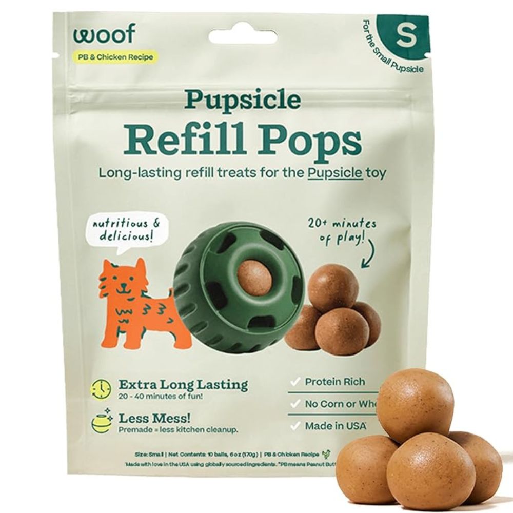 Woof Pupsicle Refill Pops Dog Treats - Long Lasting Natural Chews for Interactive Enrichment - Peanut Butter & Chicken Recipe