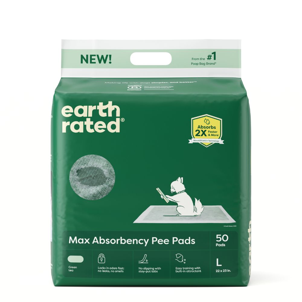 Earth Rated Dog Pee Pads - Max Absorbency Training Pads with Odor Neutralizing Green Tea-Large
