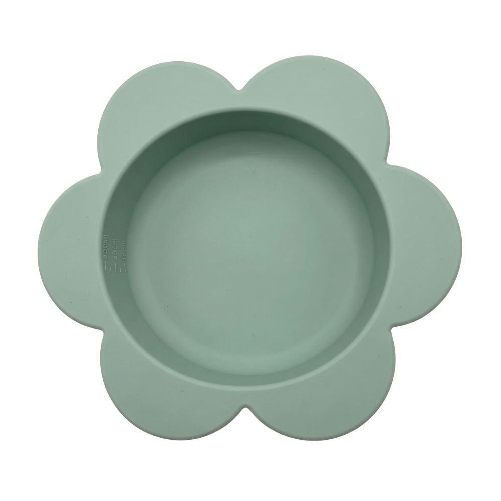 Precious Tails Silicone Floral Pet Food & Water Bowl with Non Skid Suction Base - Light Green