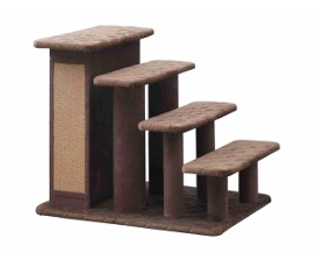 PetPals Zoso 4-Step Multi-Functional Pet Stairs with Storage & Scratching Pad - Brown