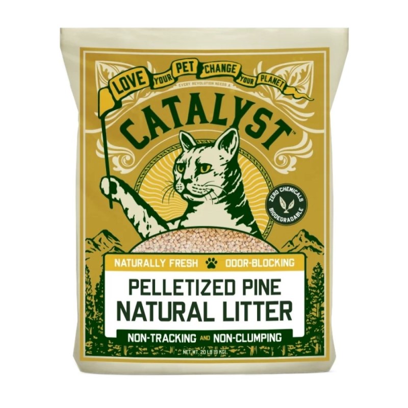 Catalyst Lightweight Upcycled Soft Wood Pellets Cat Litter - Natural Odor Control Non Clumping & Non Tracking Performance
