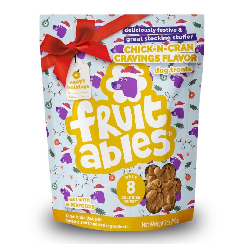 Fruitables Dog Treats - Healthy Crunchy Snack with Superfoods - Holiday Chick-N-Cran