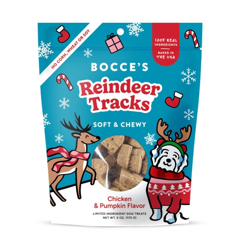 Bocce's Bakery Soft & Chewy Dog Treats - Reindeer Tracks Chicken & Pumpkin Flavor