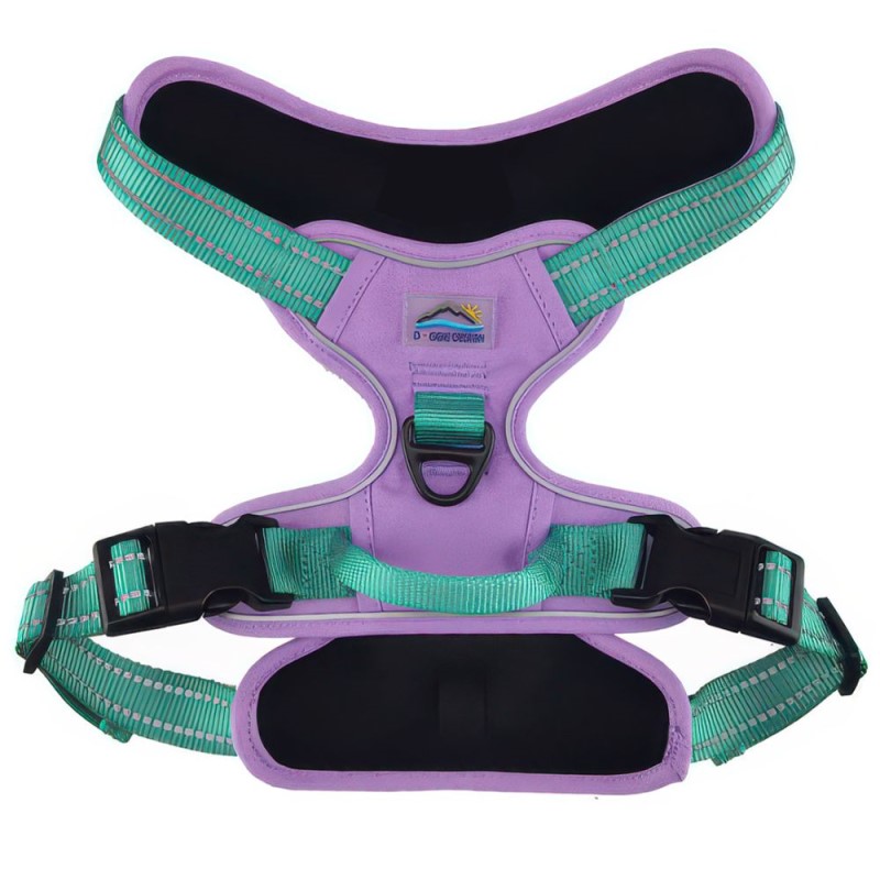 Doggie Design Venture Paw No Pull Dog Harness - Water Resistant Adventure Gear with Traffic Handle - Mermaid Lilac