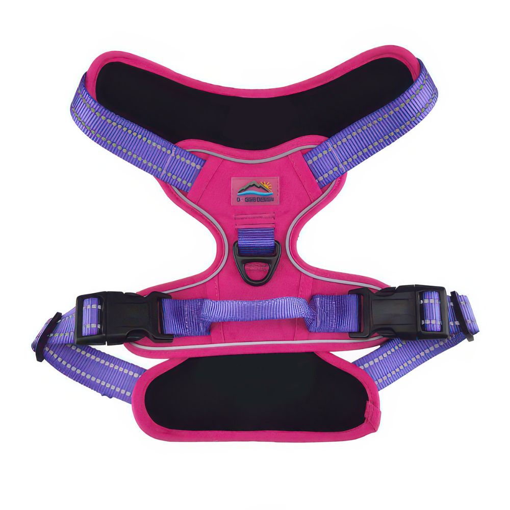 Doggie Design Venture Paw No Pull Dog Harness - Water Resistant Adventure Gear with Traffic Handle - Sugar Rush Pink