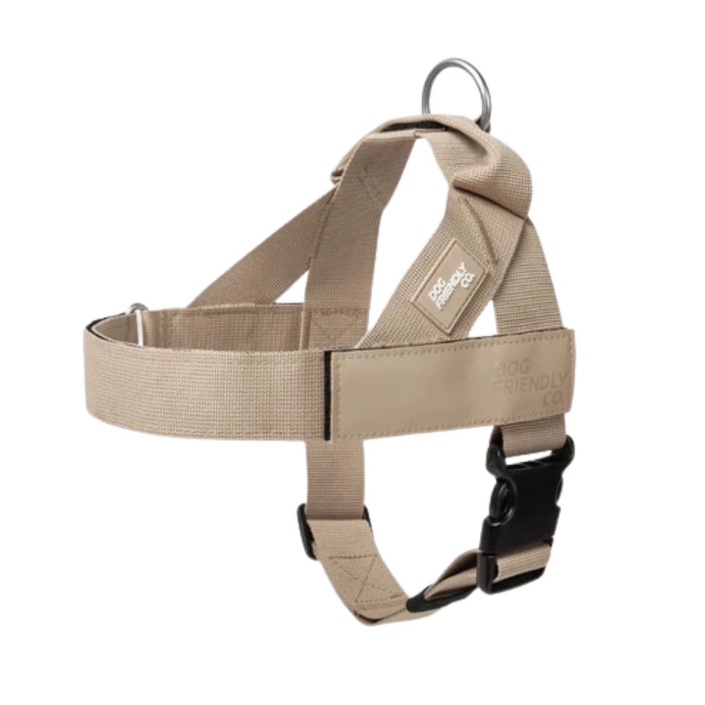 Dog Friendly Co. Dog Harness - One Click Buckle, Adjustable & Breathable - Neutral Brown