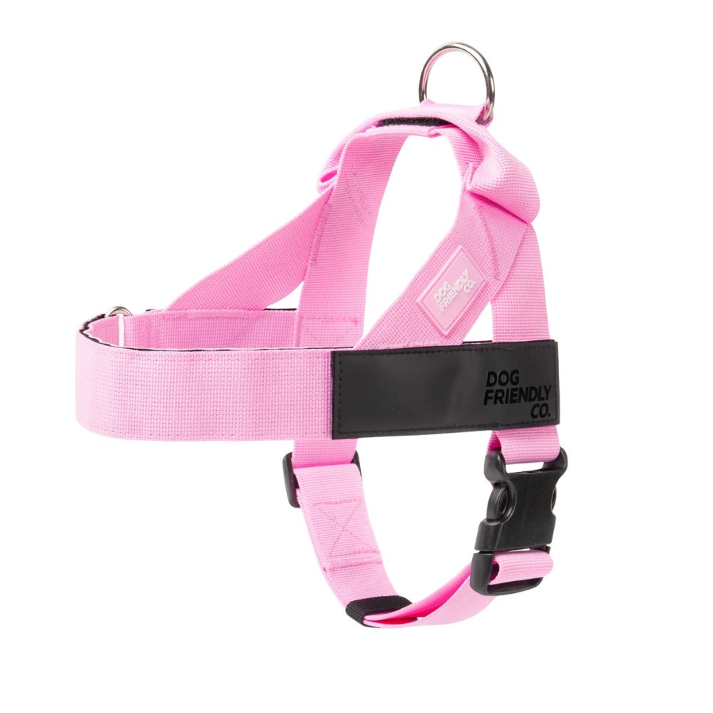 Dog Friendly Co. Dog Harness - One Click Buckle, Adjustable & Breathable - Pink