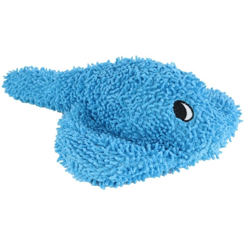 MIGHTY Plush Dog Toy - Soft Microfiber Fabric with Squeaky Ball Core for Tug & Fetch - Stingray