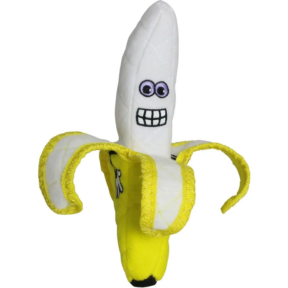 TUFFY Plush Dog Toy - Durable Multi Layer Fabric with Squeaker for Fetch & Tug Play - Funny Banana